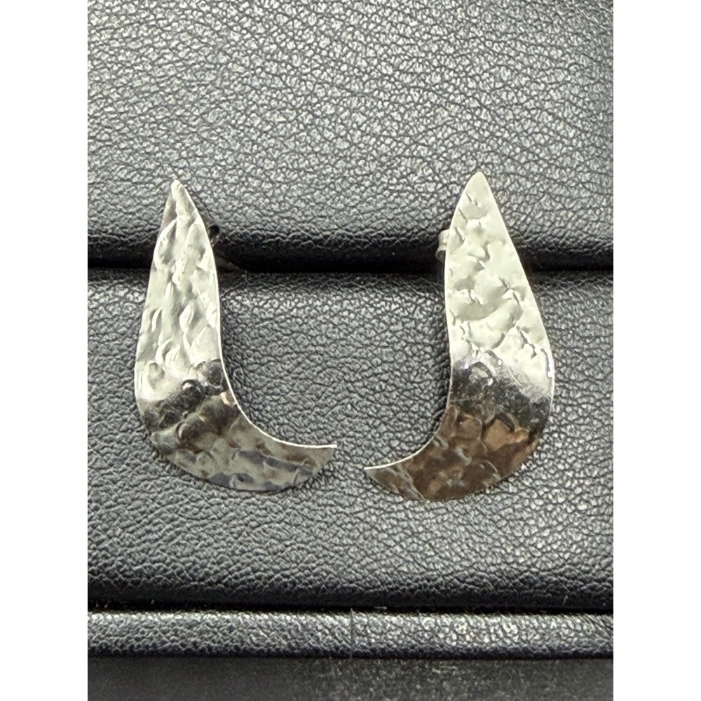 Vintage Sterling Silver Hammered Dangle Earrings 925